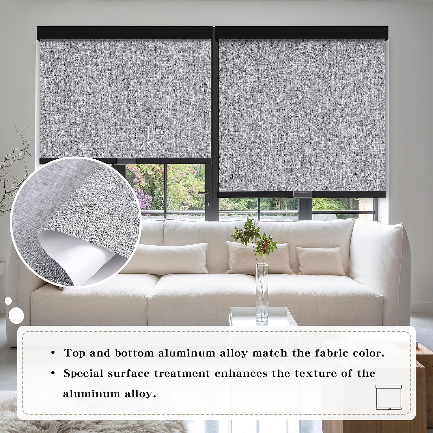 Detalle de SUNOFF Blackout Roller Shades, 34" x 72
