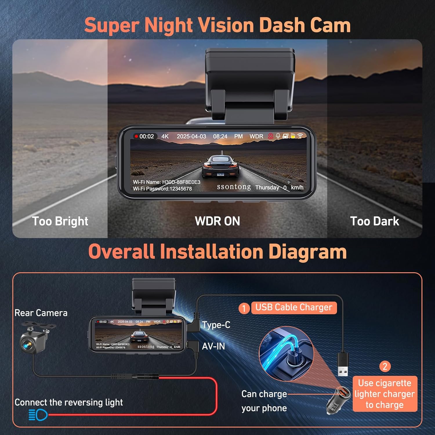 Thumbnail 6 de Dash Cam Front and Rear 4K with GPS