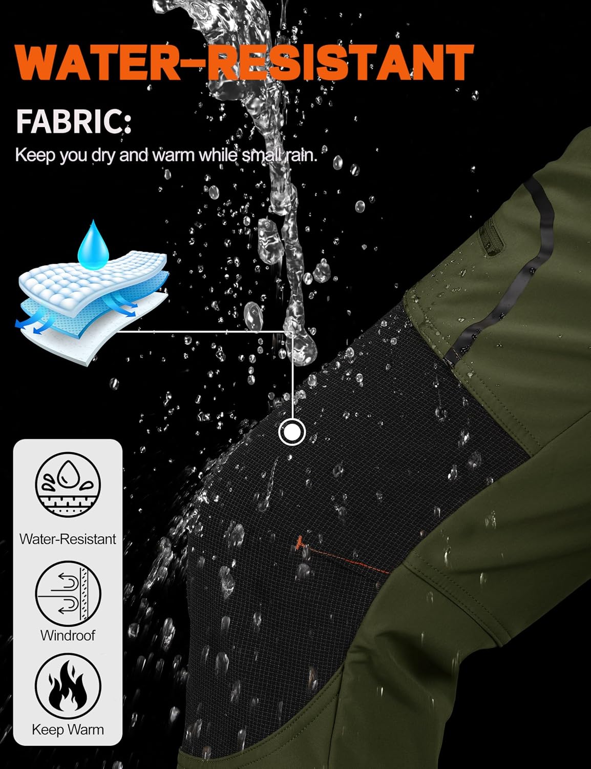 Detalle 1 de TACVASEN outdoor winter trousers, fleece softshell