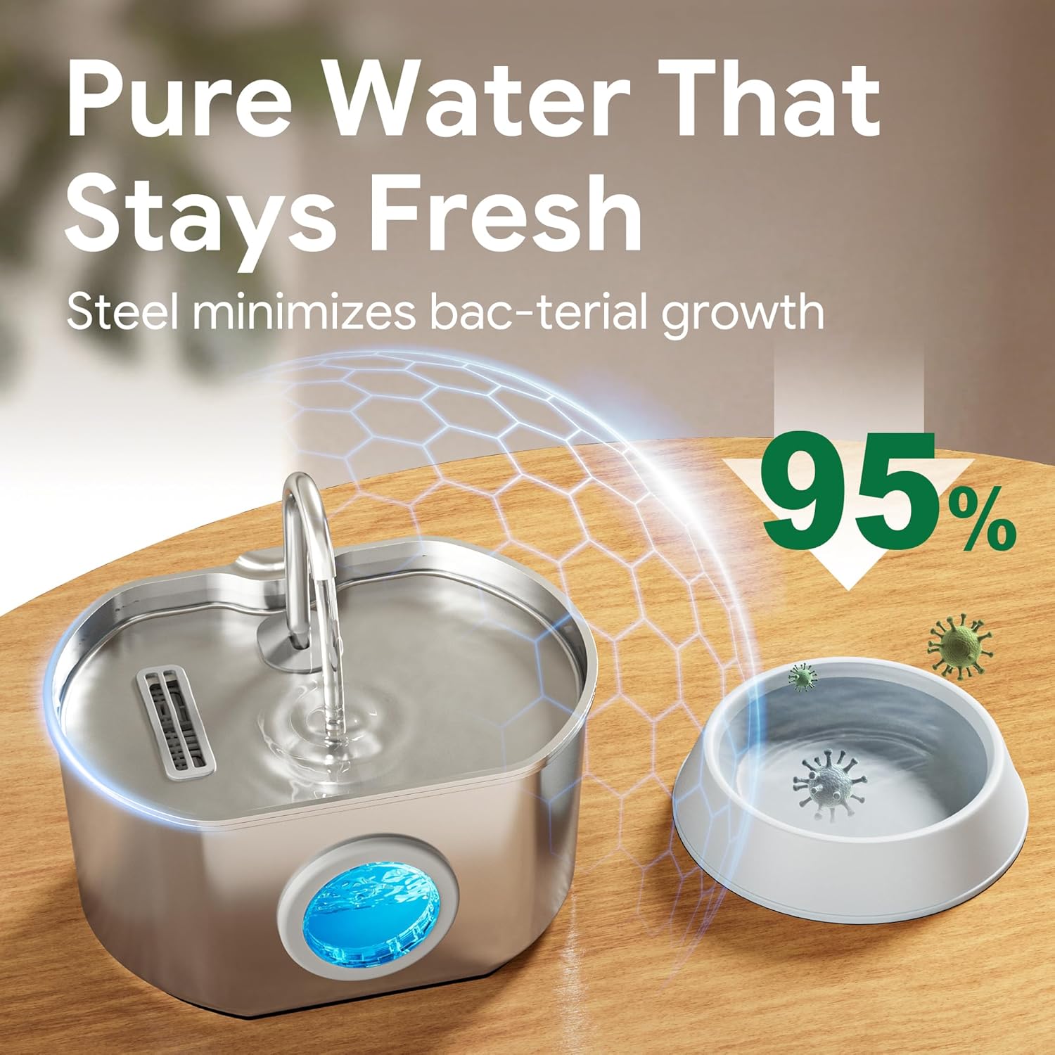 Thumbnail 6 de Neareal Cat Water Fountain Stainless Steel 73oz/2.2L