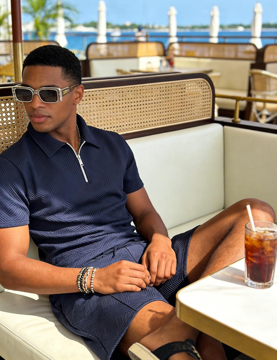 Thumbnail 1 de UOUA Men’s Summer Track Suits 2-Piece Shorts Set: Lightweight Comfort with Classic Style