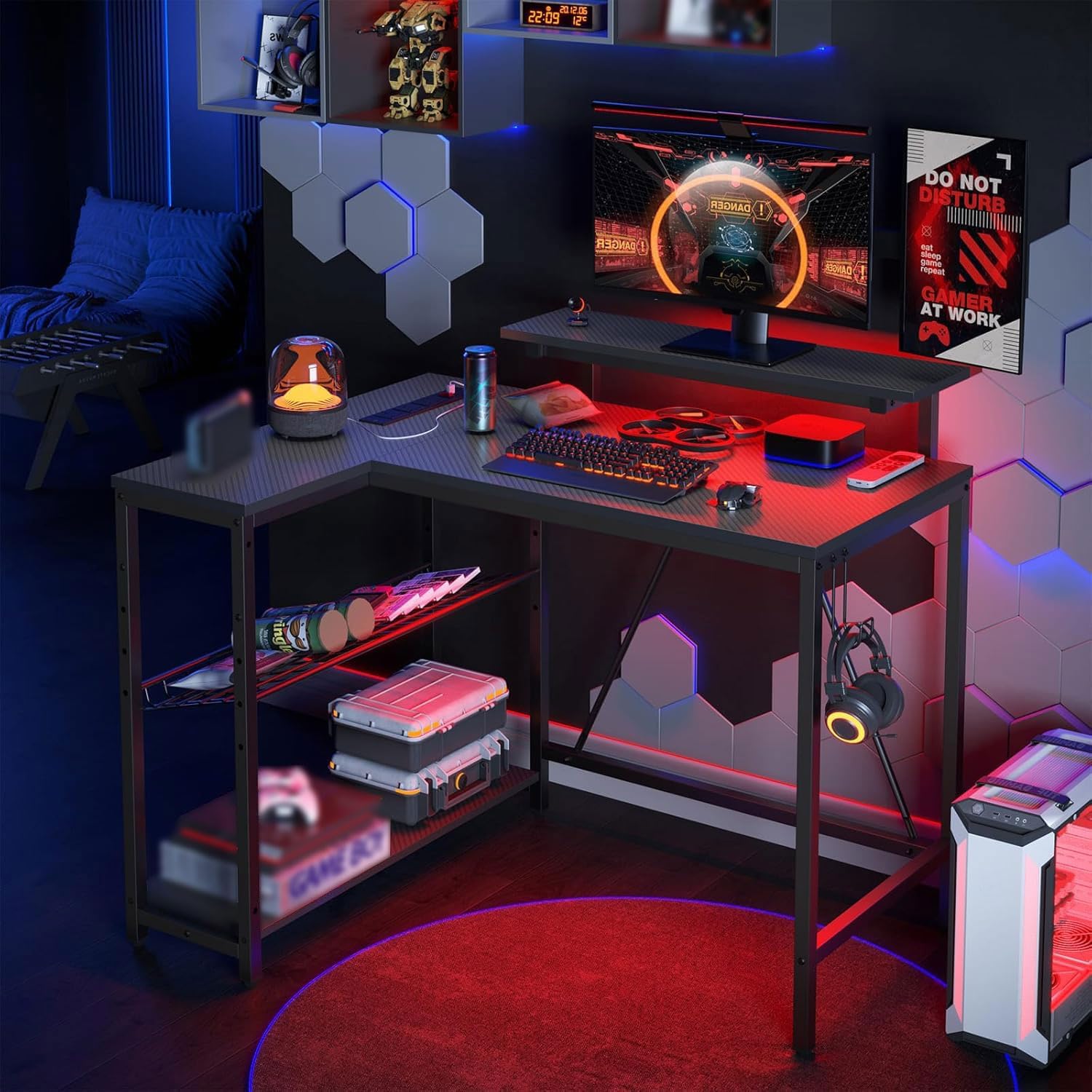 Thumbnail 1 de Bestier 106.5CM L‑Shaped Gaming Desk