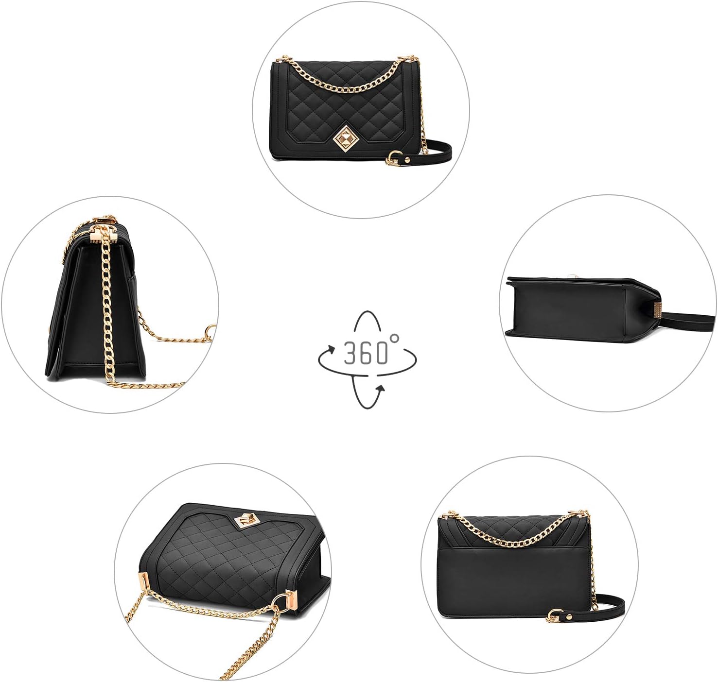 Detalle 2 de Travistar Damen Umhängetasche klein mit Ketten-Schulterriemen (Crossbody) – 23 x 15 x 9 cm