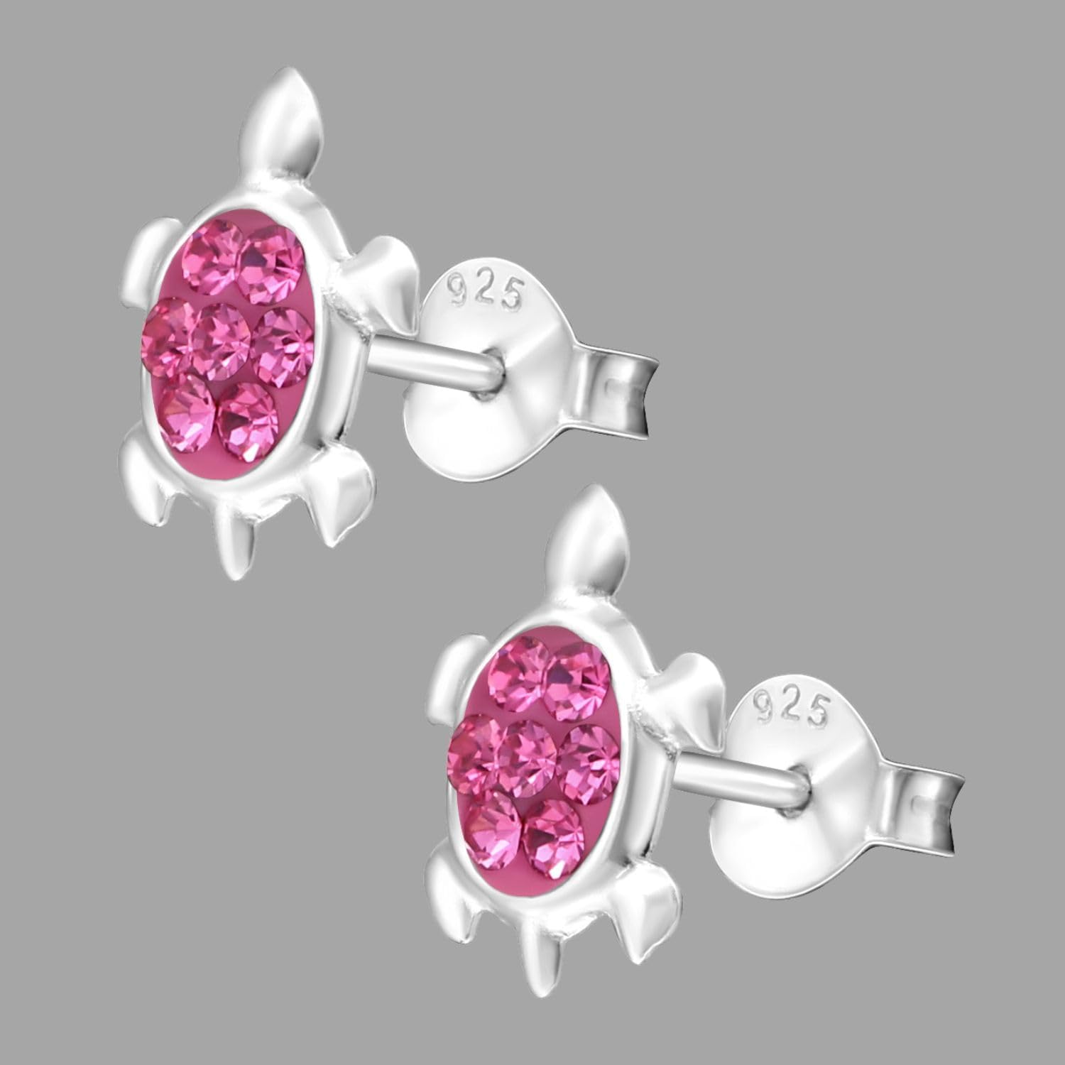 Thumbnail 6 de Zenvie Sterling Silver Turtle Stud Earrings with Crystals (10mm x 9mm) – Gift Box Included
