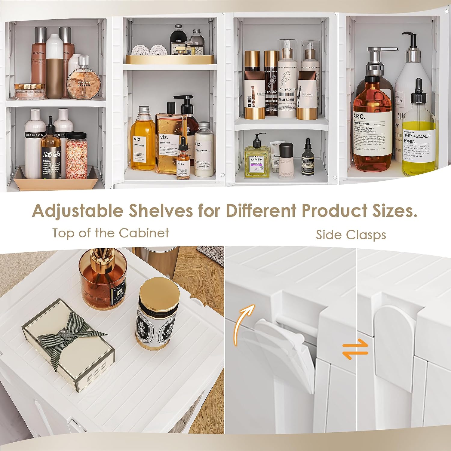 Detalle 1 de VECELO Narrow Storage Cabinet, 4-Tier