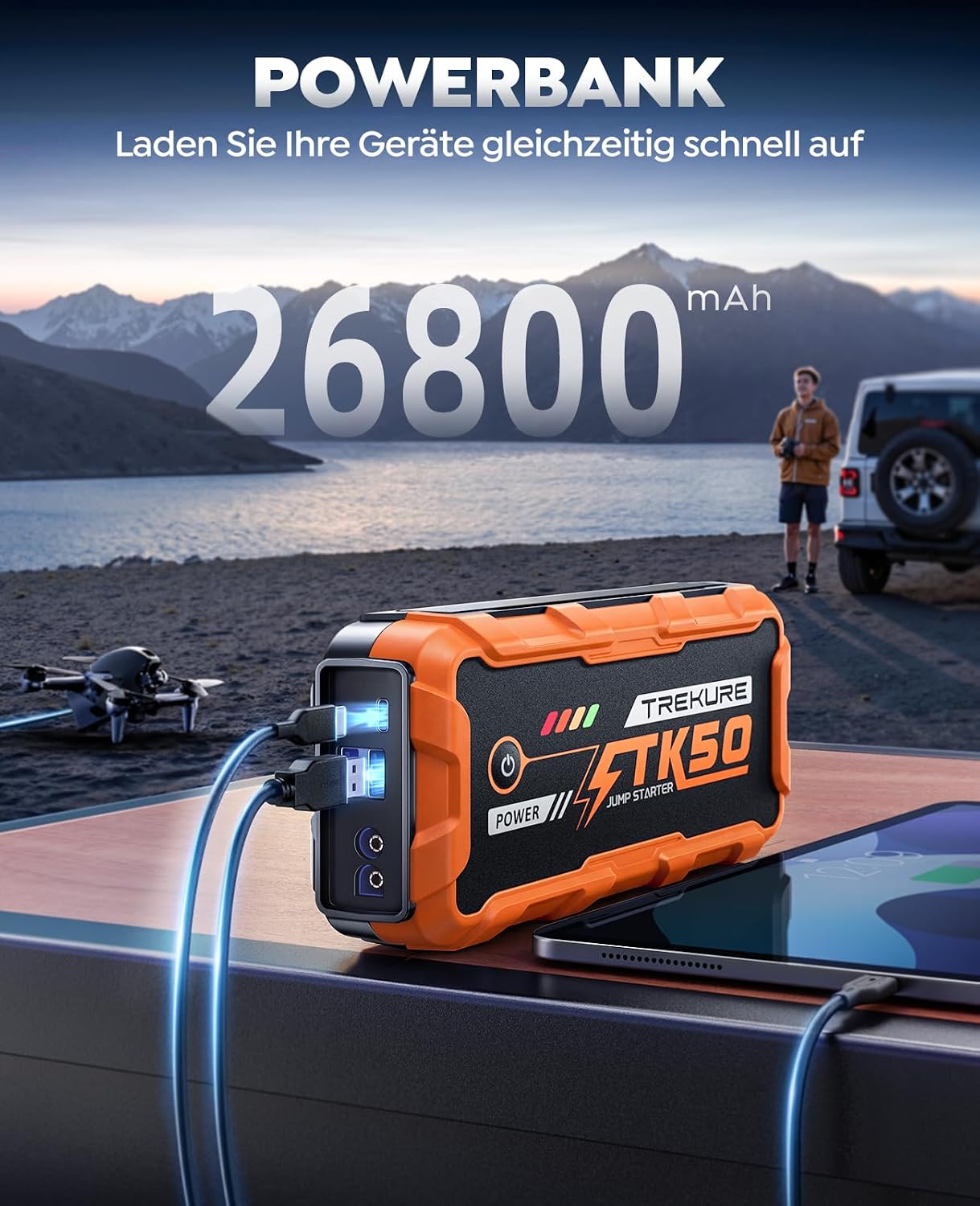 Detalle de Starthilfe Powerbank 9000A für PKW – All Gas/12,0L Diesel