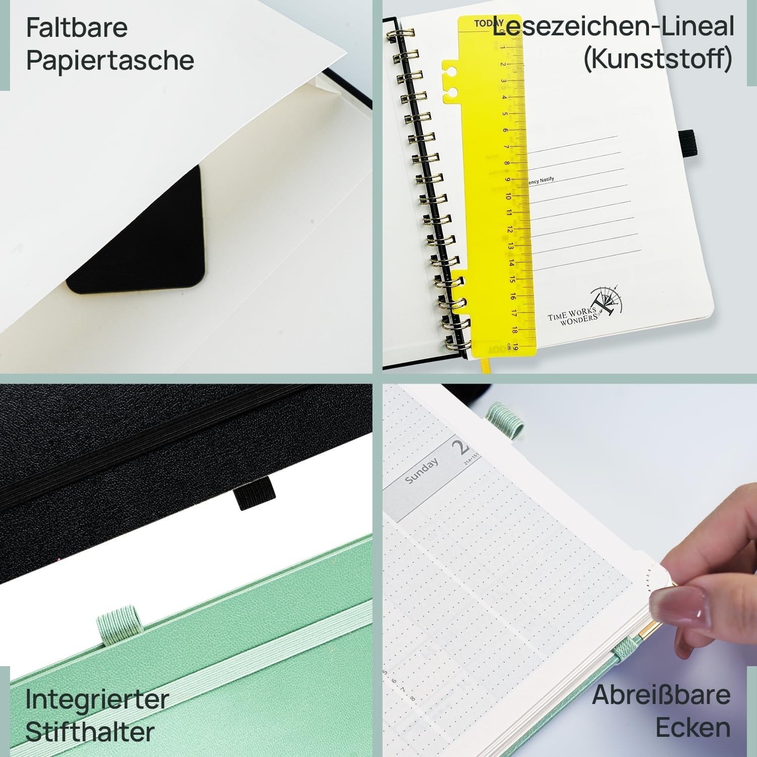 Detalle de POP RUN Kalender 2026/2027 – Ringbuchkalender mit Hardcover, A5, 17 Monate, hellrosa