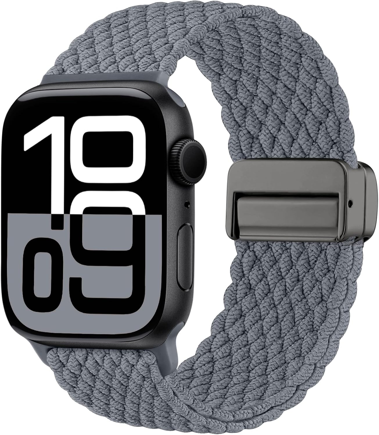 Detalle de Maledan braided nylon strap with adjustable magnetic clasp for Apple Watch 41mm–49mm