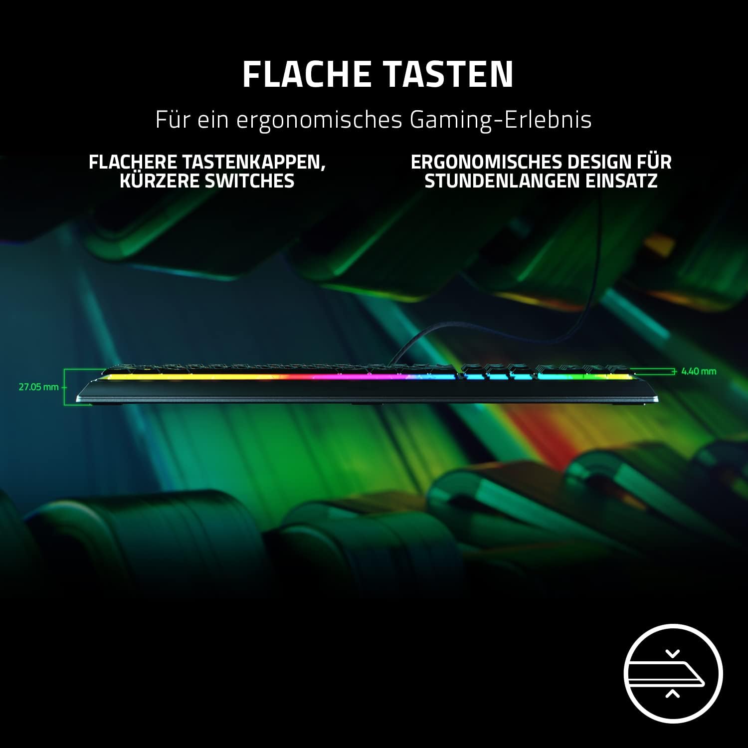 Thumbnail 1 de Razer Ornata V3 QWERTZ Gaming-Tastatur (Flache Mecha-Membran) schwarz