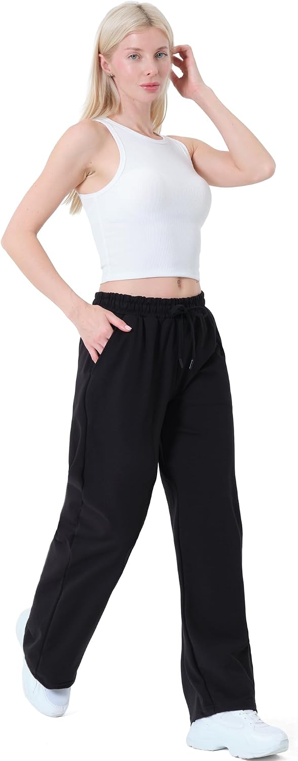 Detalle de Smith & Solo joggingbroek voor dames van katoenmix met hoge taille en wijde pijpen