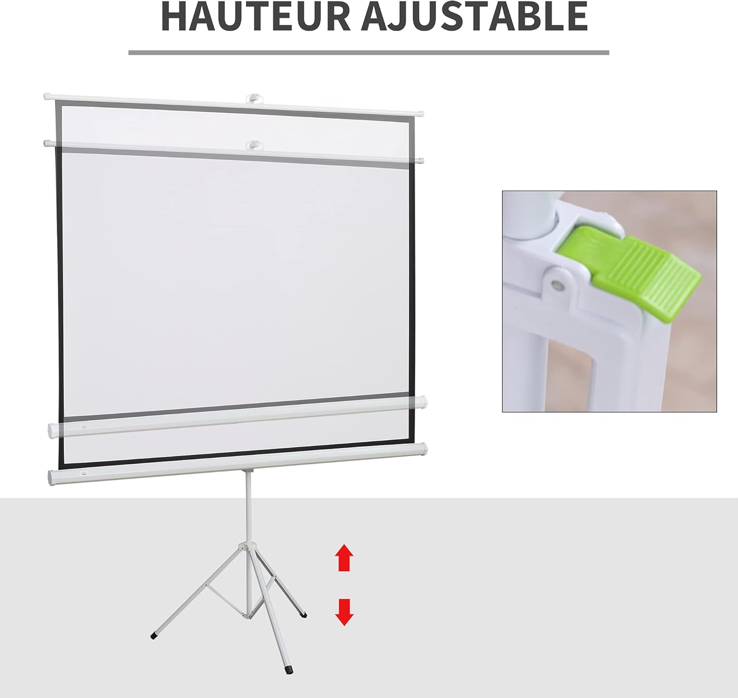 Thumbnail 5 de HOMCOM Écran de Projection avec trépied pliant 84 pouces – 4K HD, 4:3, hauteur réglable
