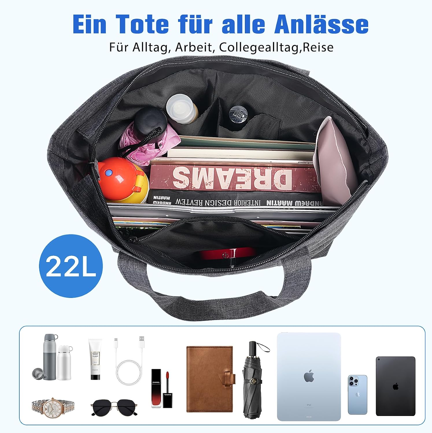 Thumbnail 5 de MAYMOONER Große Nylon-Tragetasche Damen 45 cm