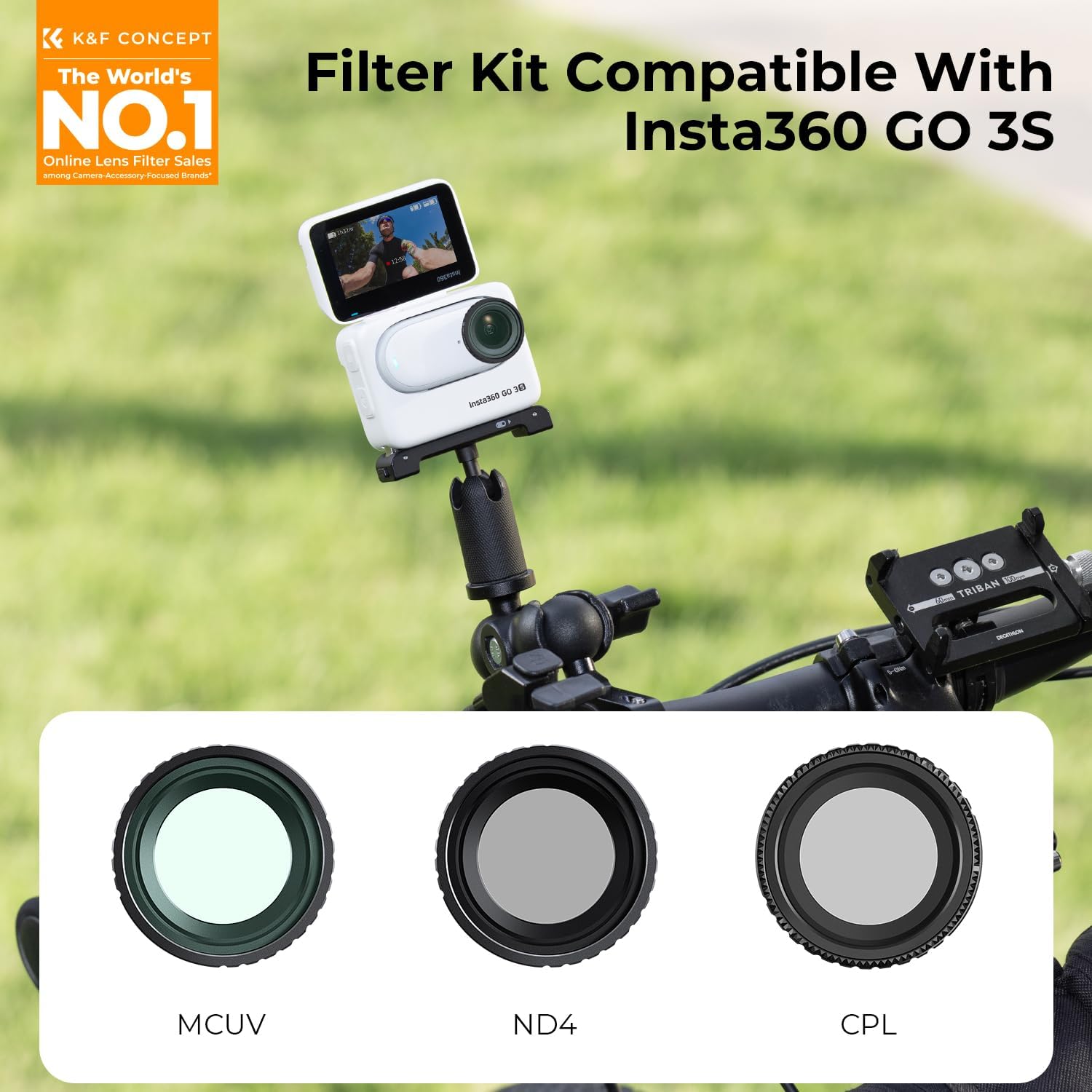 Thumbnail 1 de K&F Concept UV CPL ND4 Filter Kit for Insta360 GO 3S