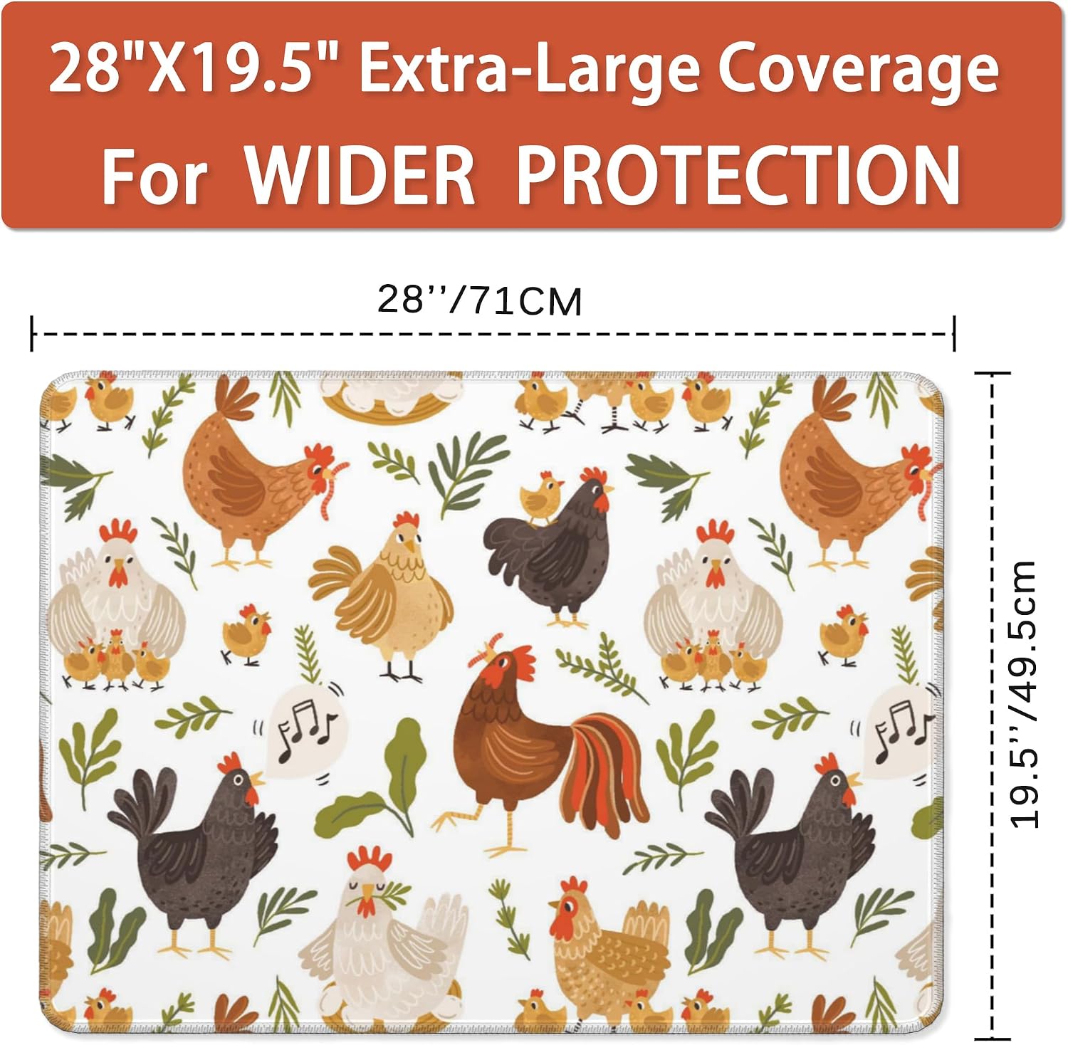 Detalle de Kazxcoa Roosters Chickens Hens Stove Top Cover, 28 x 19.5-Inch Rubber Mat