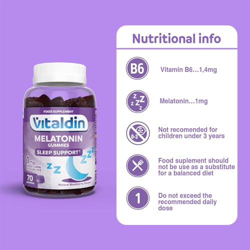 Thumbnail 8 de VITALDIN Melatonina gummies 1 mg/gominola – 70 gominolas sabor mora