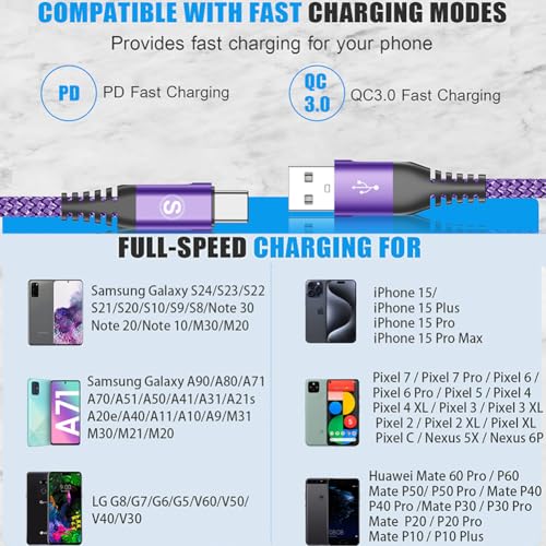 Detalle de Cavo USB C AviBrex Ricarica Rapida 2 Pezzi 1m + 3m | Nylon, 3.1A, QC3.0