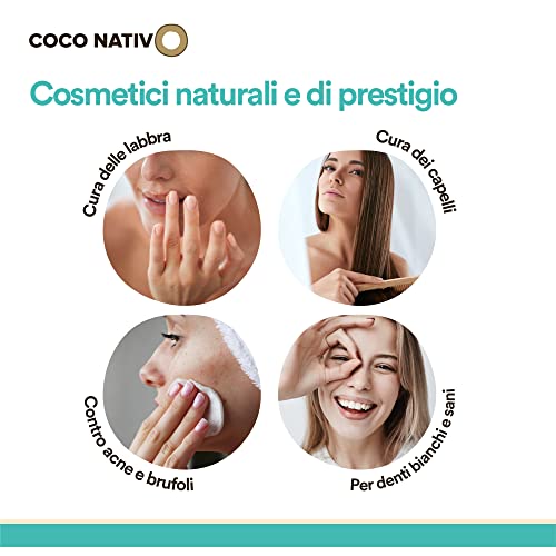 Detalle de CocoNativo Olio di Cocco Bio 1000 ml: versatile per cucina, capelli e pelle