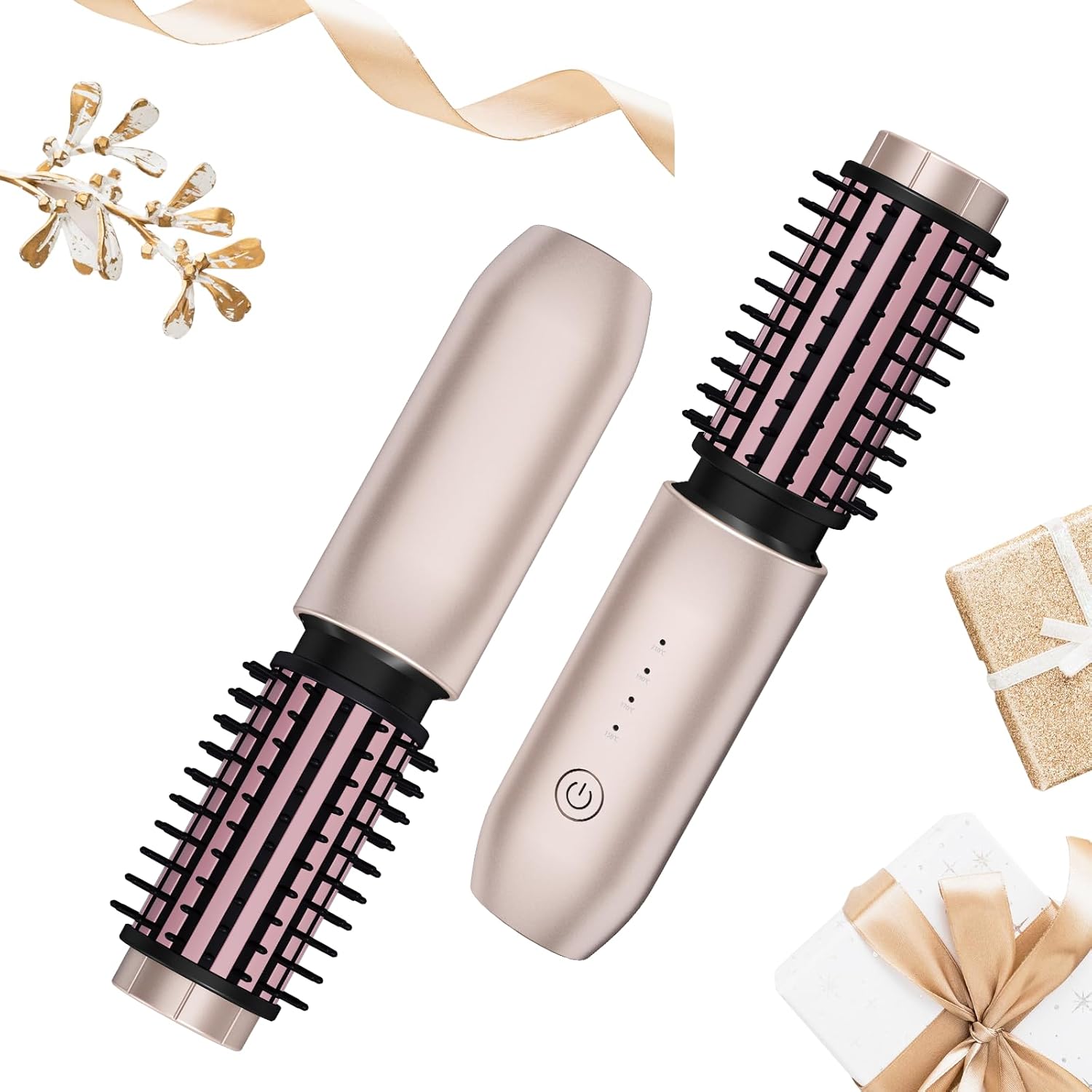 Detalle de Jooayou Cordless Hair Curler 3-in-1: Portable Cordless Heated Styling Brush (Snow White)