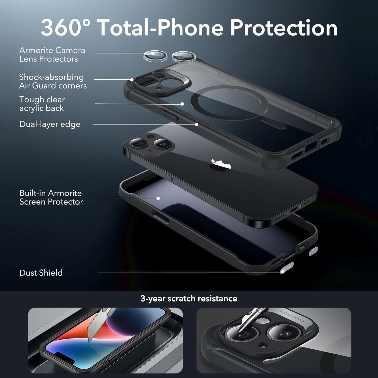 Thumbnail 2 de ESR for iPhone 15 Pro Case with MagSafe and Built-in 9H+ Tempered Glass Screen Protector