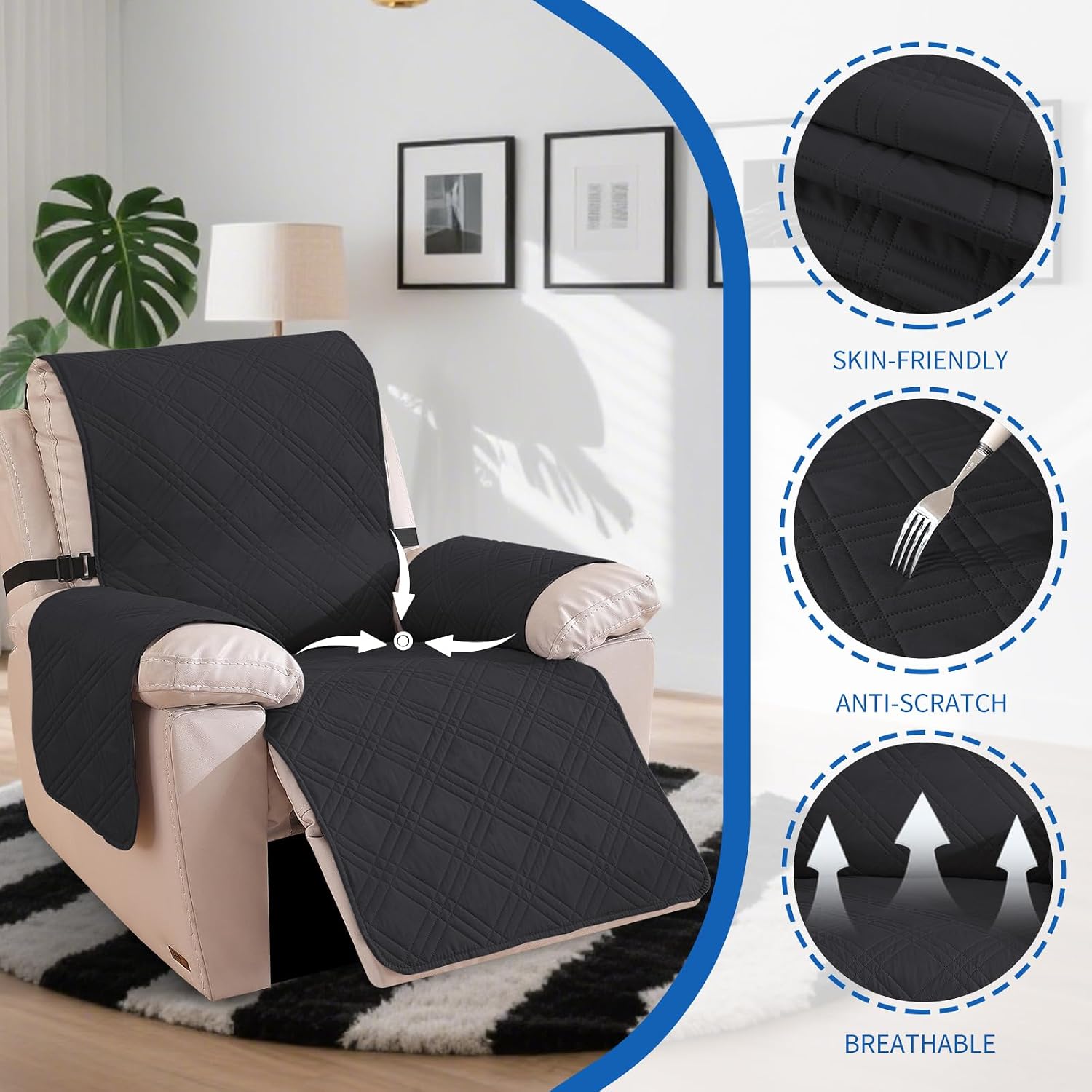 Detalle de Ystyle copripoltrona Relax reclinabile reversibile elettrica, universale con braccioli (1 posto) antiscivolo antimacchia antigraffio
