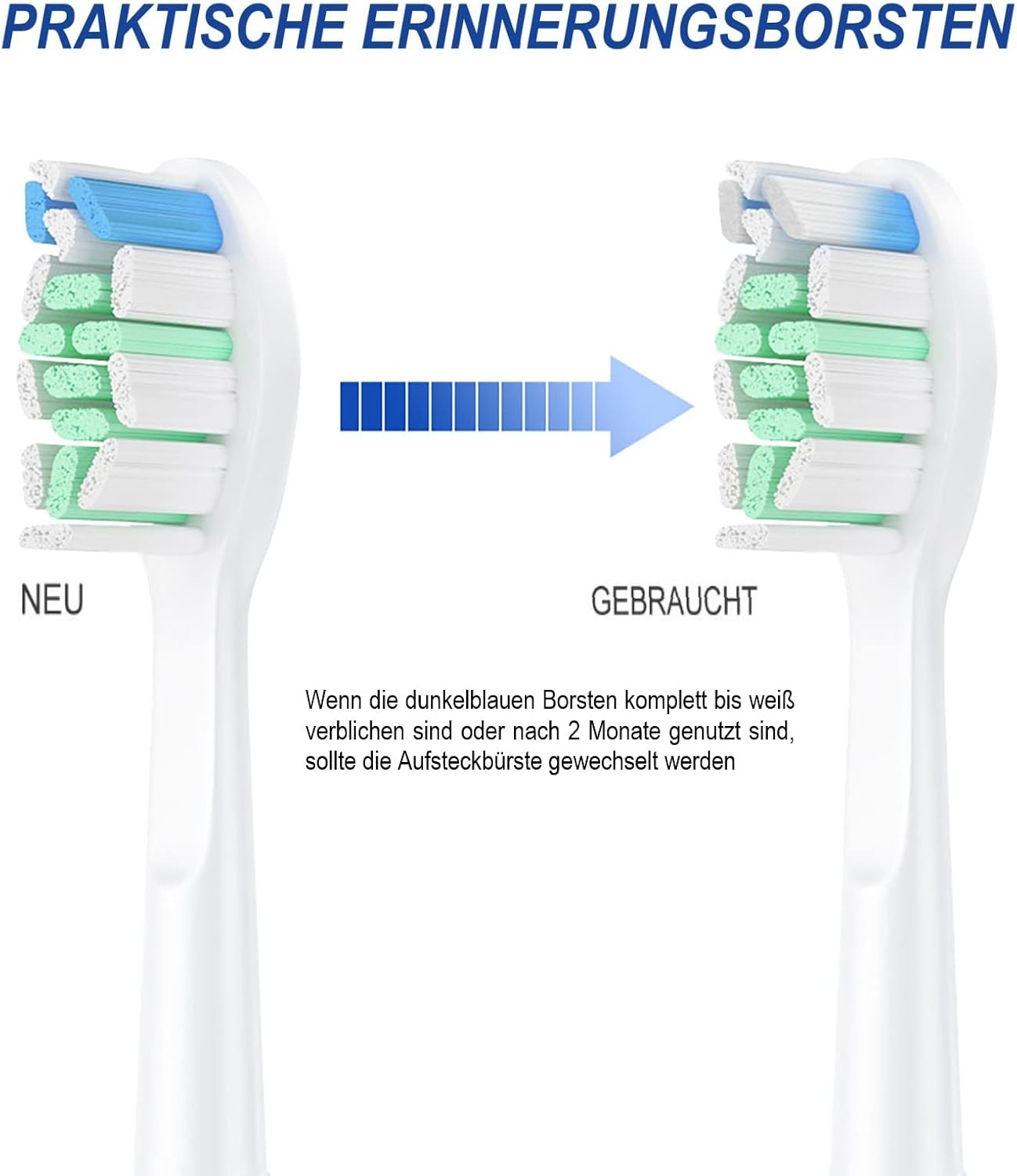 Detalle 2 de 8 Ersatzbürstenköpfe (4 schwarz, 4 weiß) für Philips Sonicare – kompatibel mit vielen Snap-on Handstücken