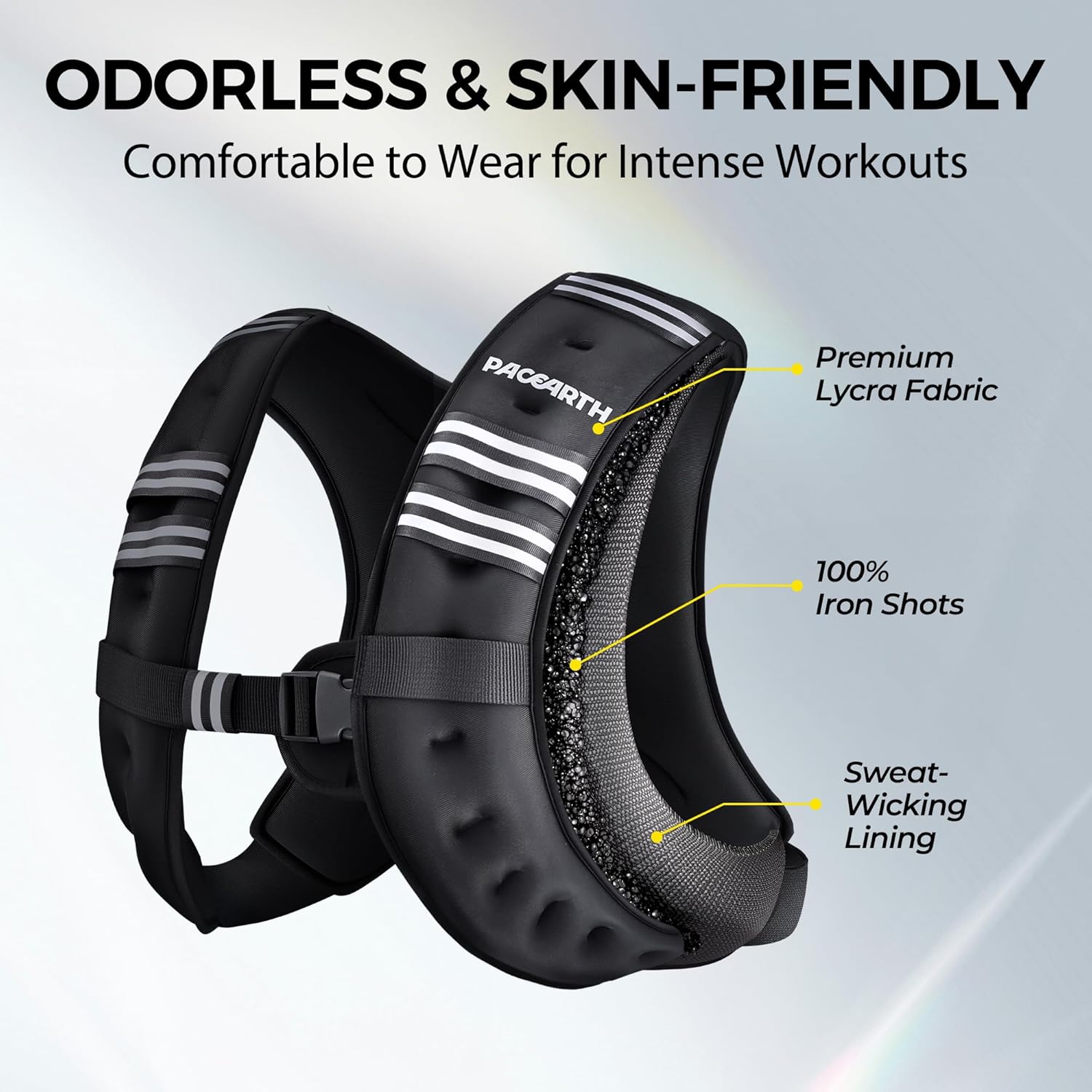 Thumbnail 2 de PACEARTH Weighted Vest (6–30 lb) with Reflective Stripe, Odor-Free Lycra & Phone Pouch