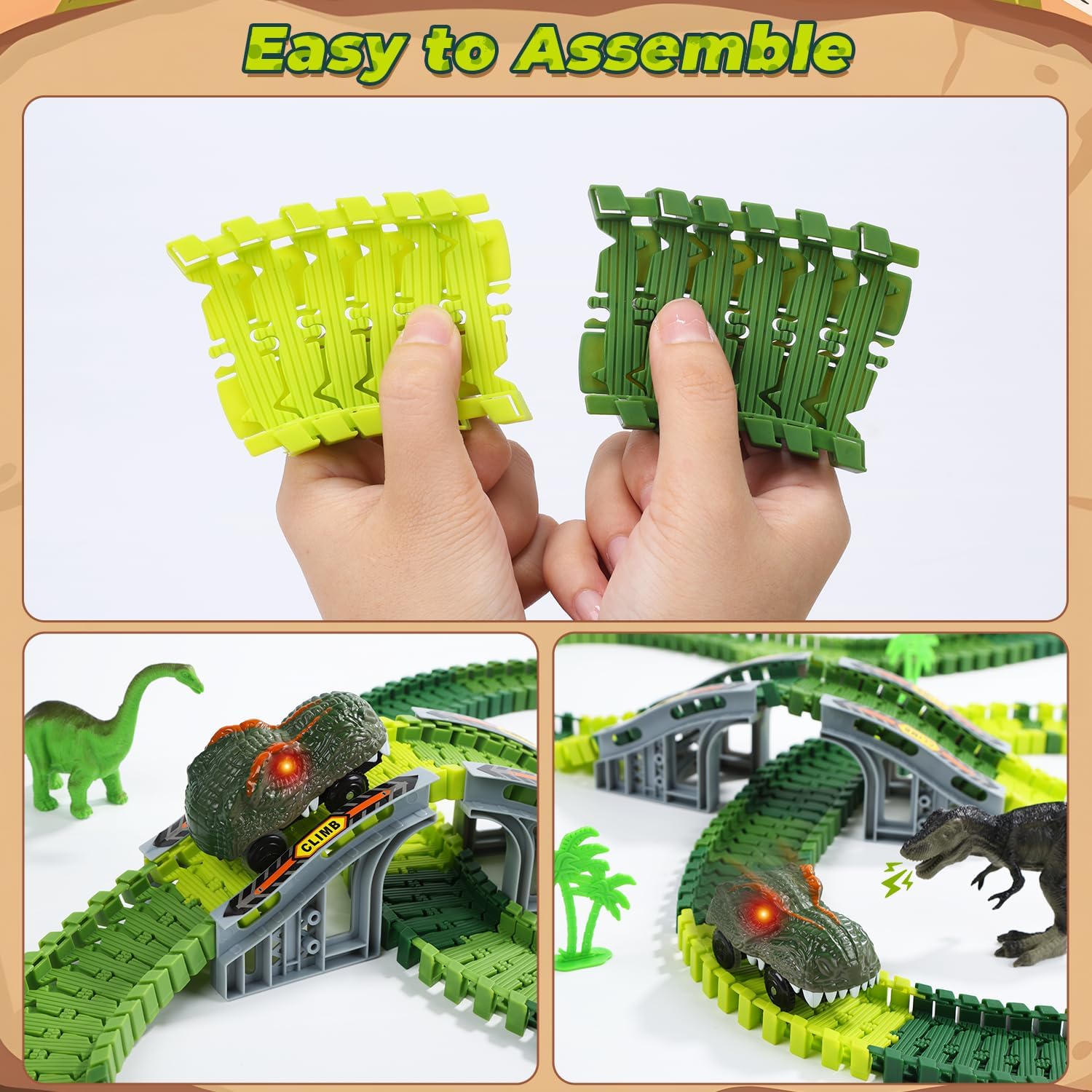 Thumbnail 6 de EagleStone Dinosaurier Rennbahn Set – 233 Rennstreckenteile, 2 leuchtende Dino-Autos & Dino-Figuren