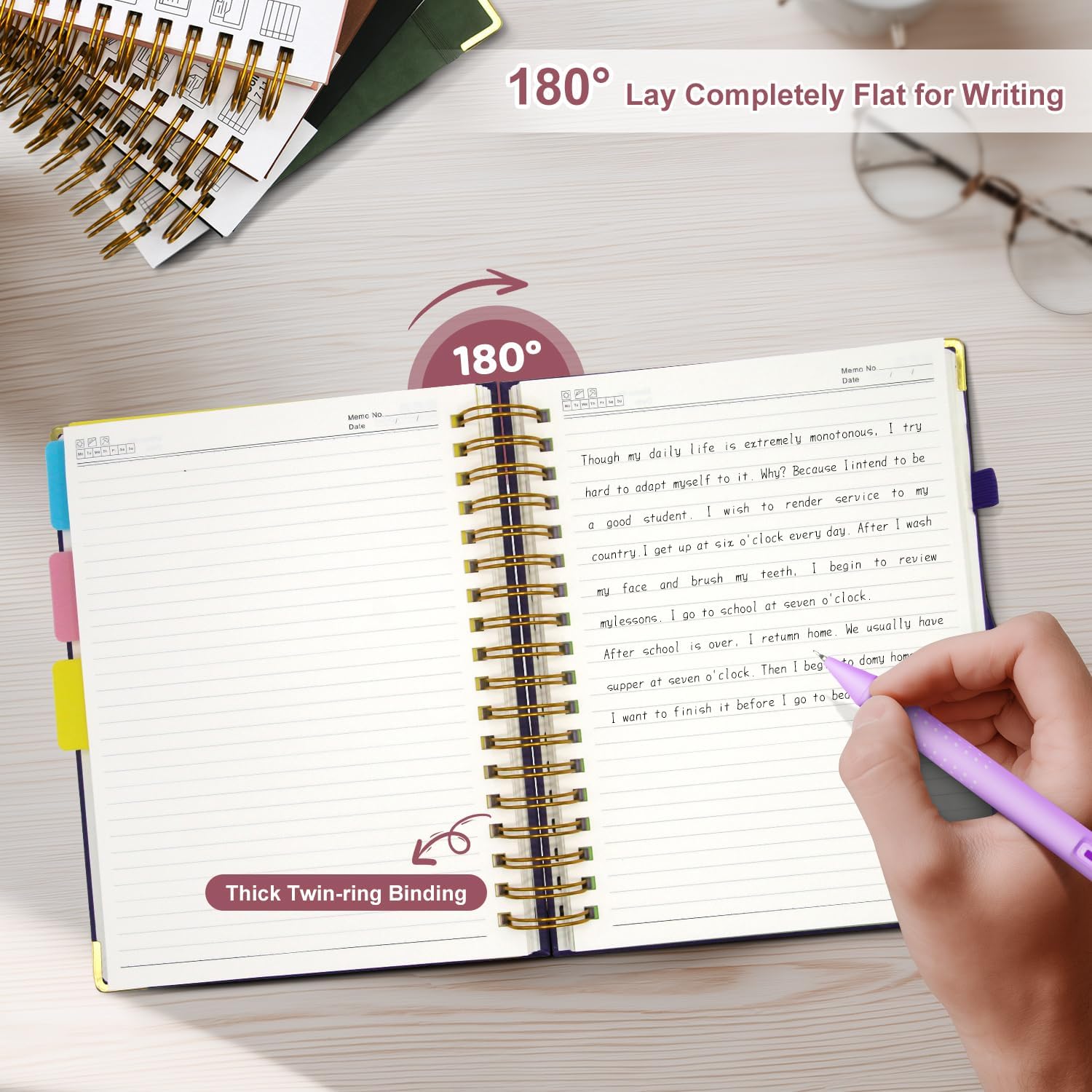 Thumbnail 1 de FlyMeaning 5-Subject Spiral Notebook, 320 Pages, Pink PU Hardcover
