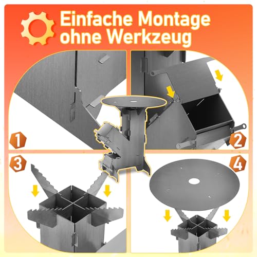 Thumbnail 6 de Yugodex Raketenofen mit Grillplatte Ø50 cm – Stecksystem aus Kohlenstoffstahl