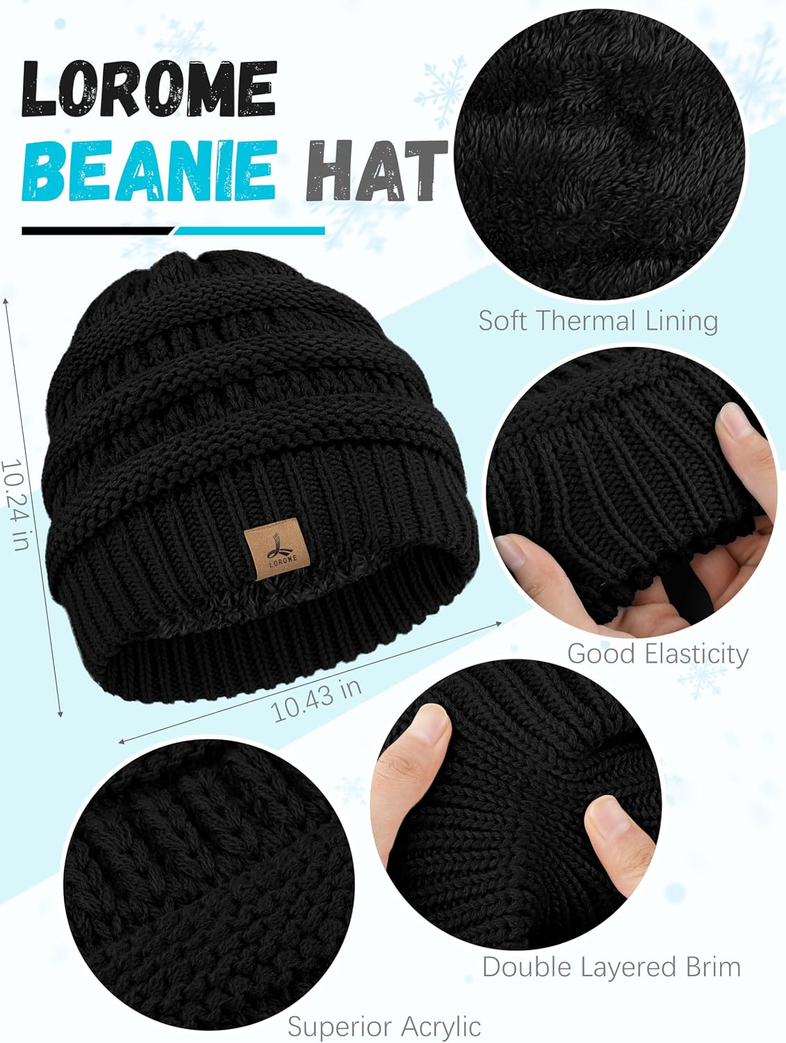 Detalle 2 de Winter Beanie Hat Scarf Gloves Set, Touchscreen Pack 🧣