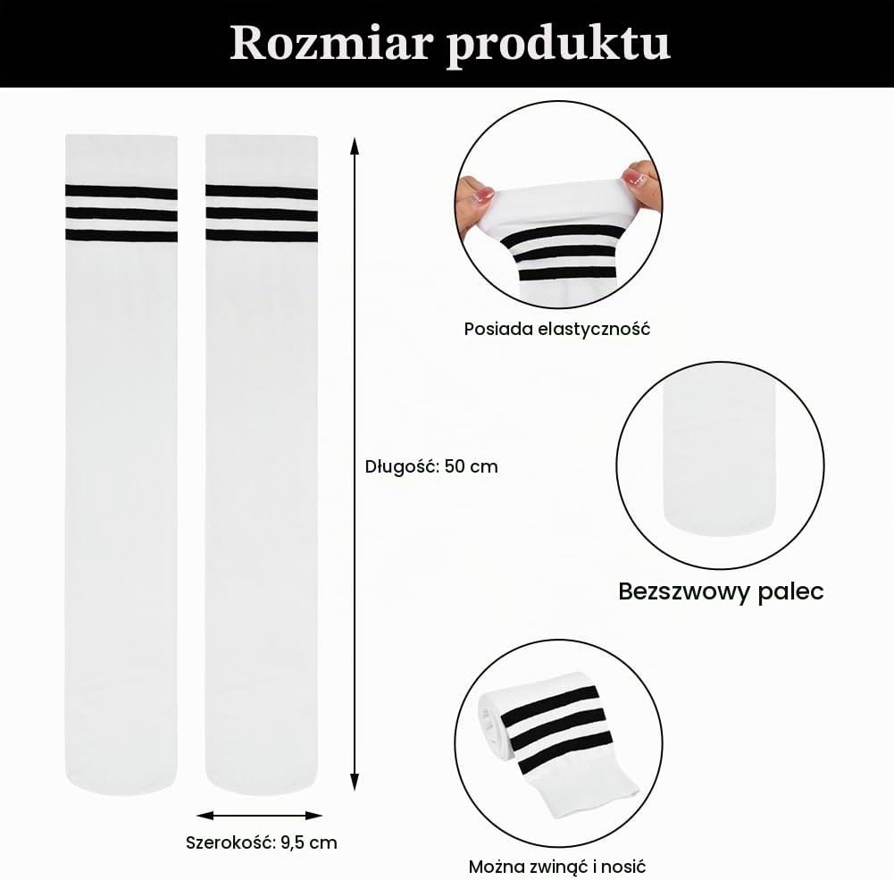 Detalle de Aomig C2- Over Knee High Socks-FBA – aksamitne skarpety za kolano w paski