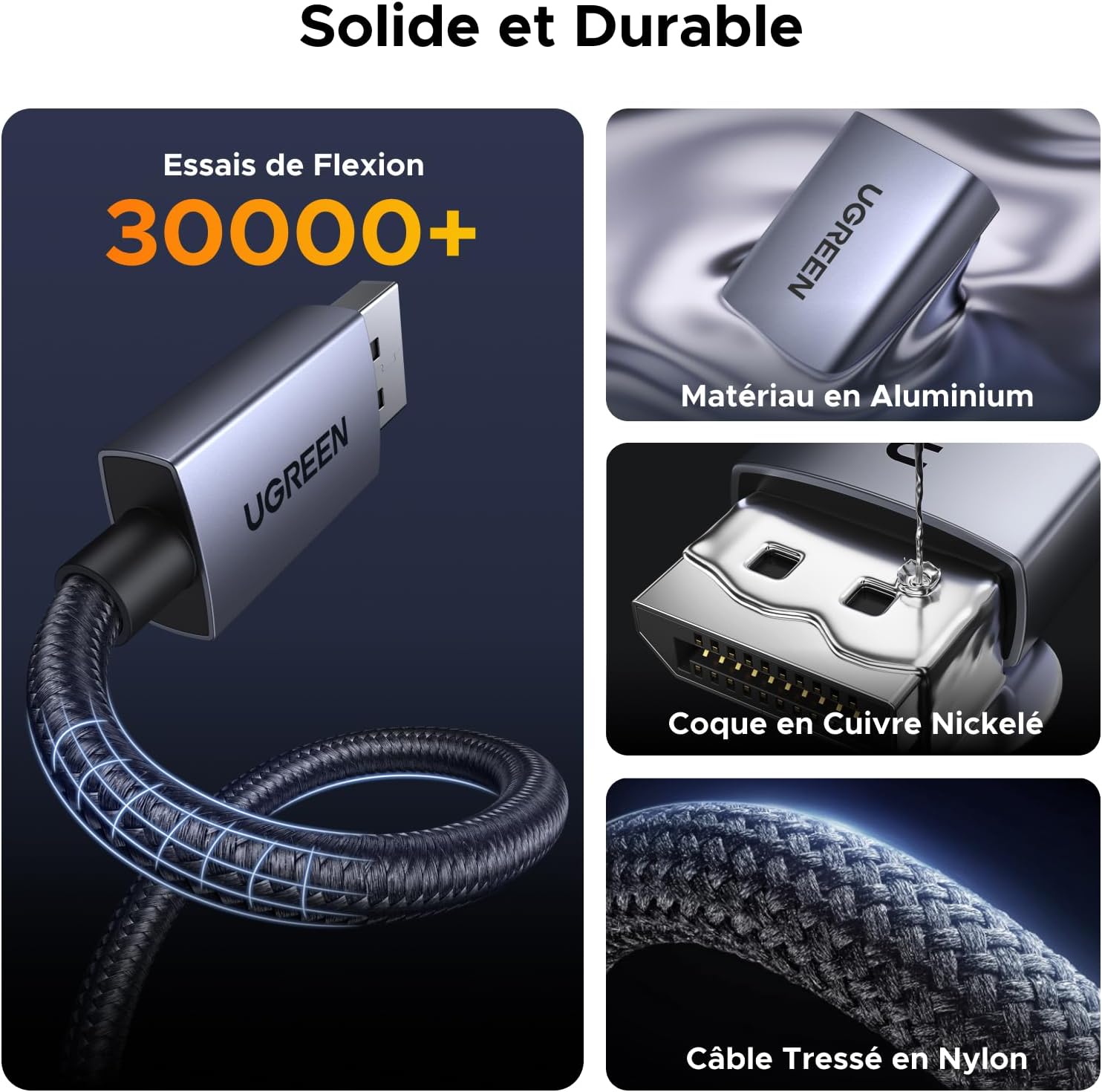 Thumbnail 5 de UGREEN DisplayPort-naar-HDMI-adapter, 2 stuks, 4K 30Hz en nylonkabel