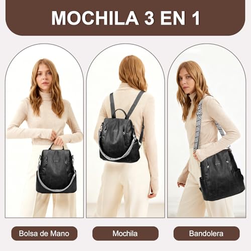 Thumbnail 1 de Eshow Mochila Antirrobo Mujer con Neceser Pequeño: versátil, impermeable y segura para trabajo, universidad y compras