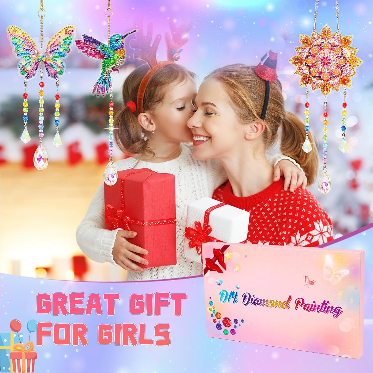 Thumbnail 5 de Jovicos Diamant Painting Kinder Windspiel-Set für Mädchen (6–11 Jahre) mit 3 Motiven