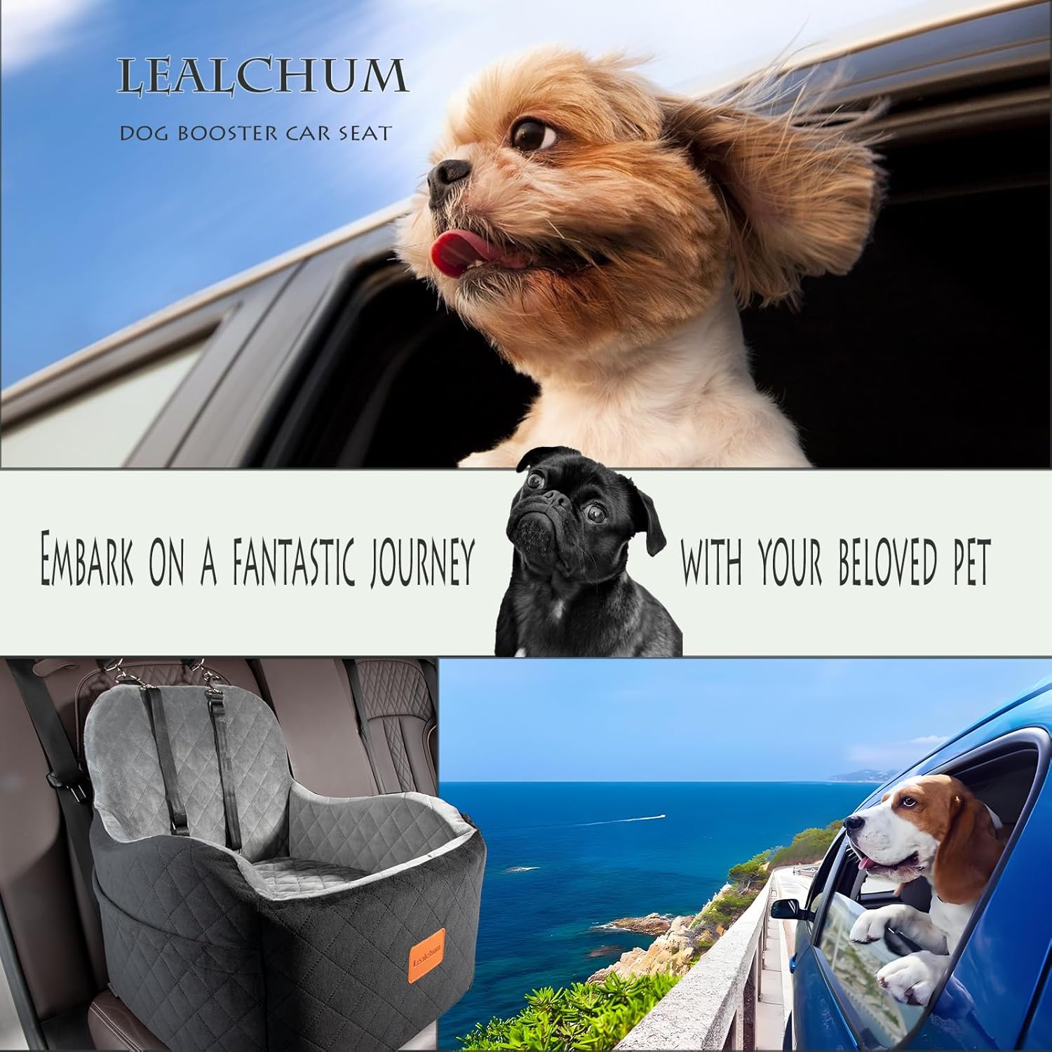 Detalle 2 de Lealchum Dog Booster Car Seat, 19 x 19 x 20in