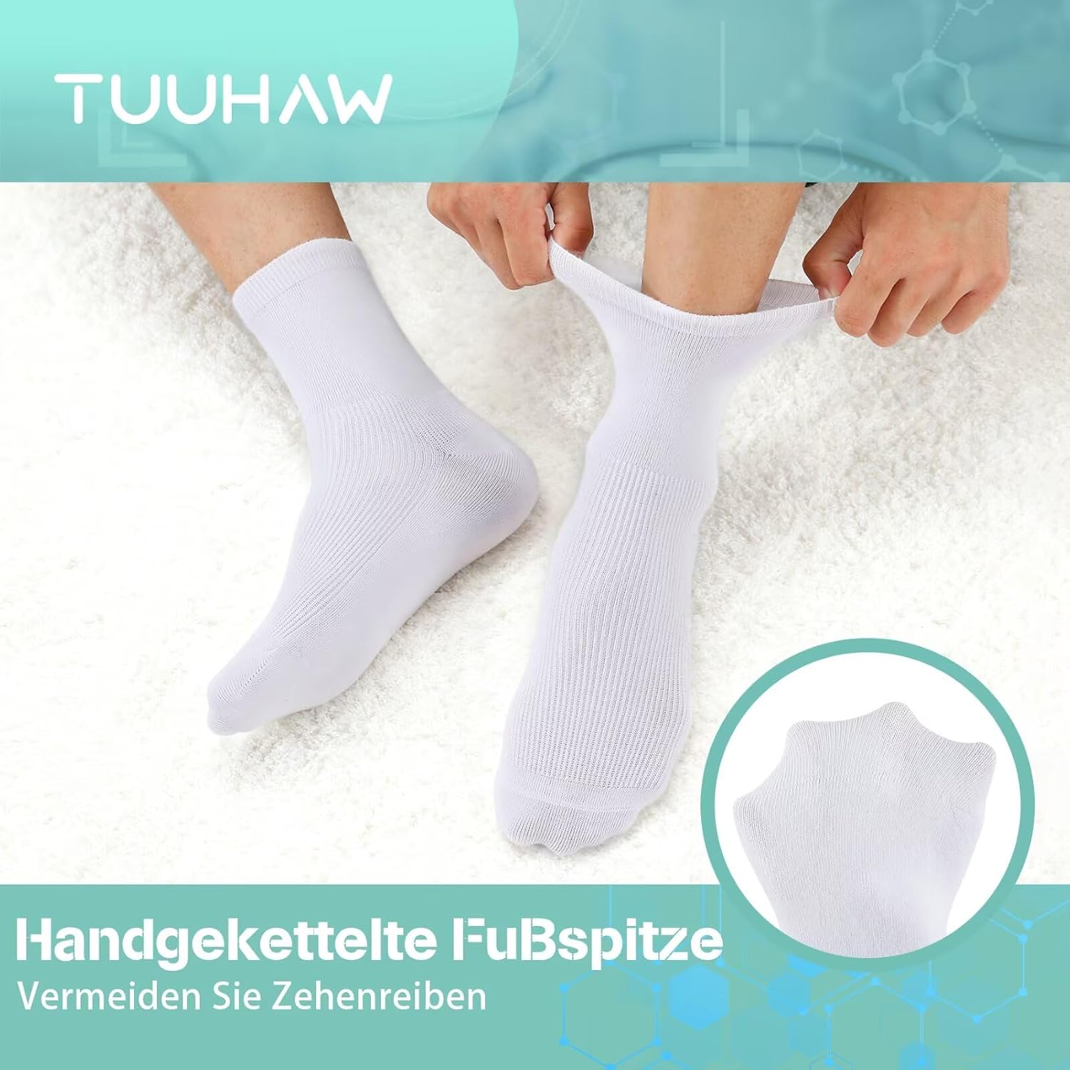 Detalle 2 de TUUHAW Diabetikersocken 10 Paar ohne Gummibund