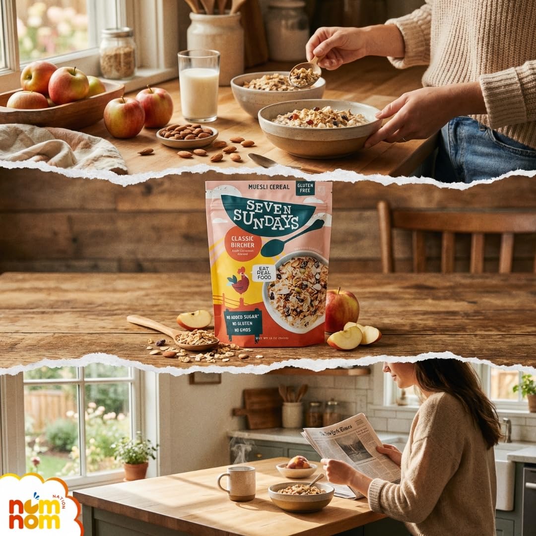 Detalle 1 de Seven Sundays Classic Bircher Apple Cinnamon Almond Muesli Cereal, 12 oz Pouch
