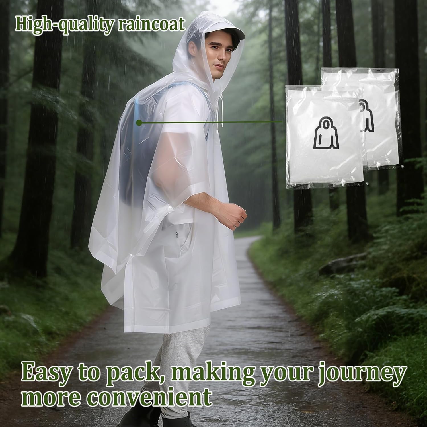 Thumbnail 5 de Yixker 2 Pack Rain Ponchos for Women & Men – EVA Waterproof with Hoods