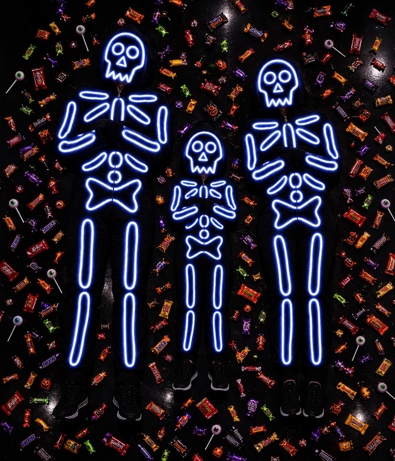 Detalle de Tipsy Elves Men's LED Light-Up Skeleton Costume, Hooded Jumpsuit with Pockets