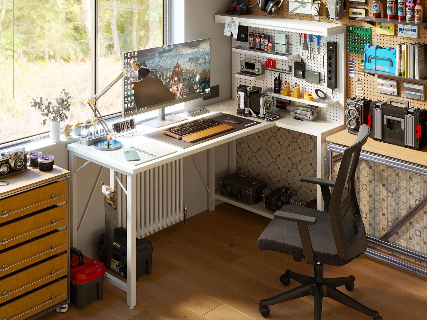 Detalle 2 de Xyphren DE-YQZ-ZJDDB-PP L-format gamingbord med hyllor, 120 x 80 cm