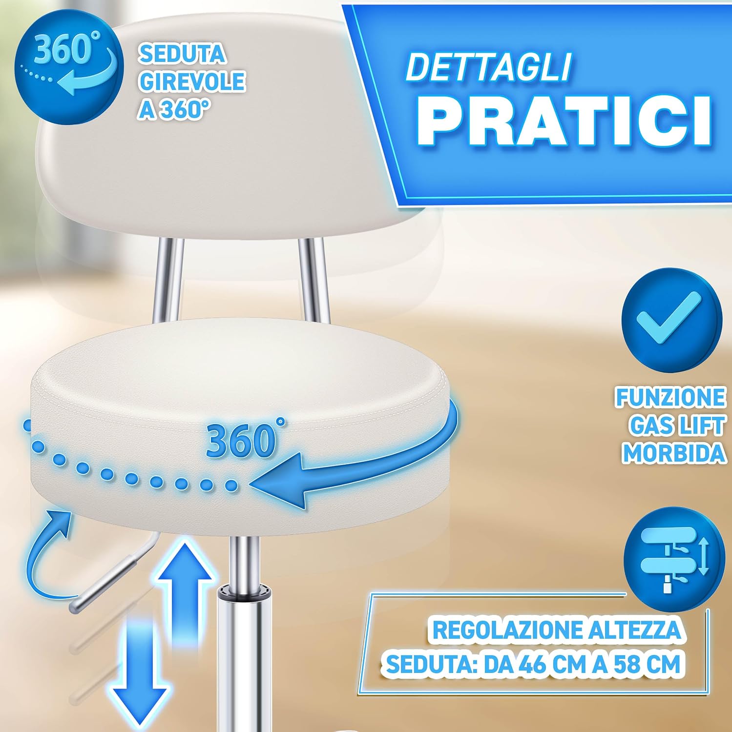 Thumbnail 5 de TRESKO Sgabello regolabile 46–58 cm
