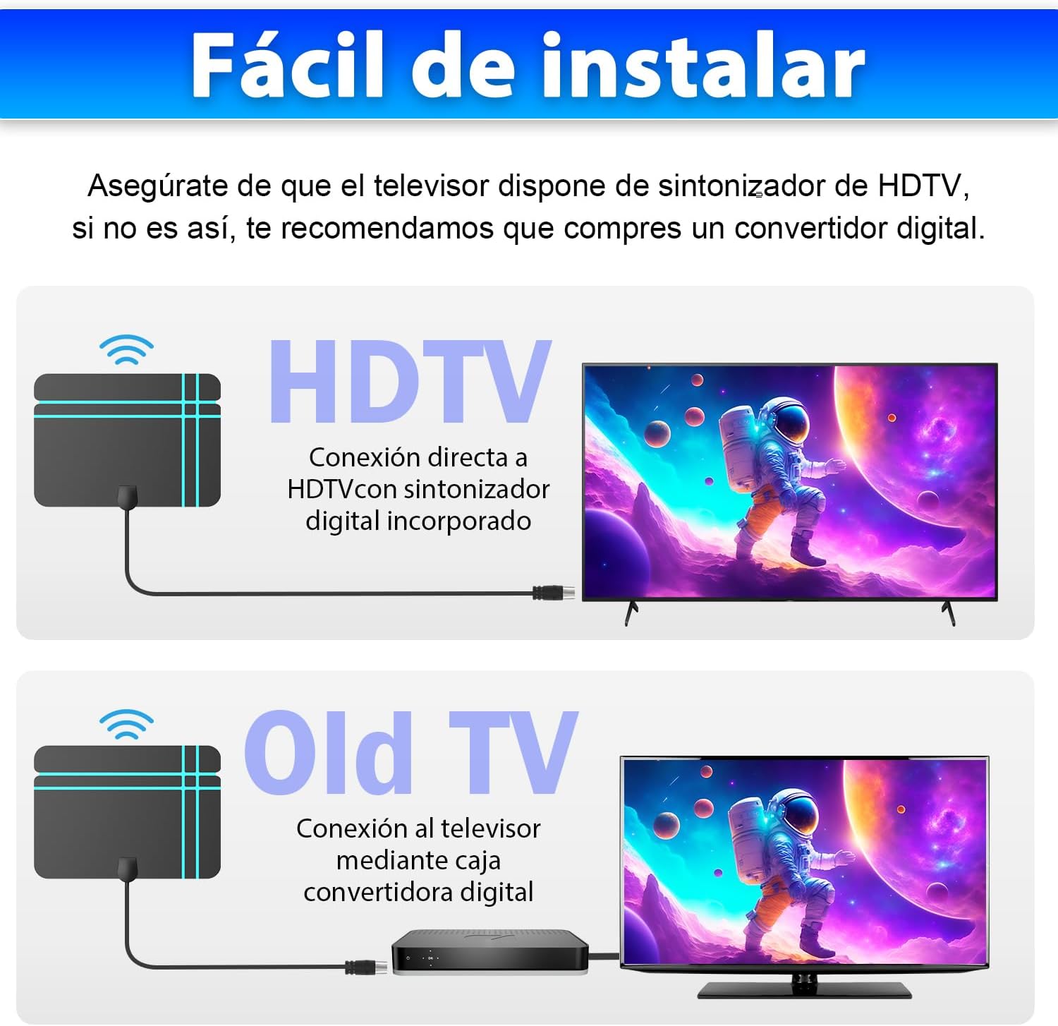 Thumbnail 4 de Antena TV Interior 360° 4K 1080p