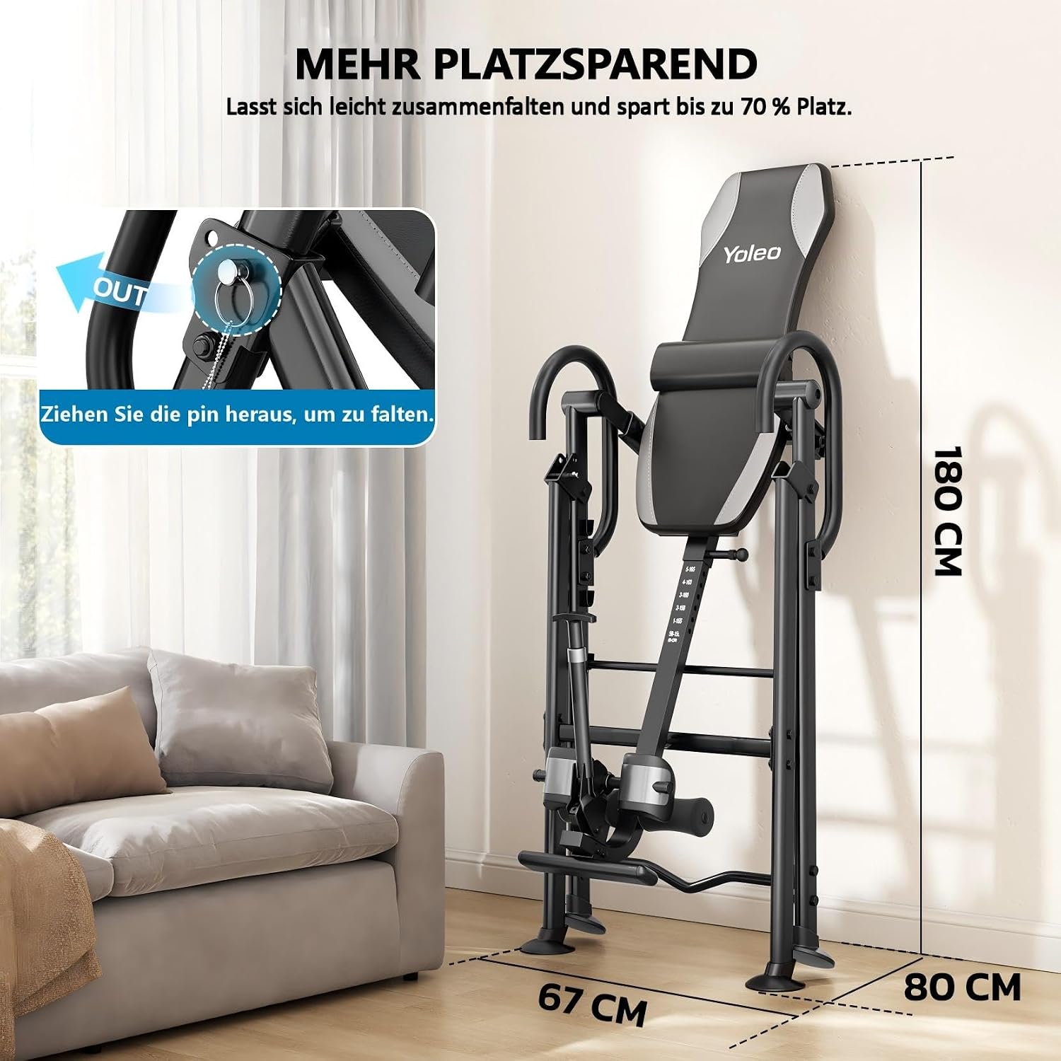 Detalle de YOLEO Verstellbarer Inversionsbank 300 lbs