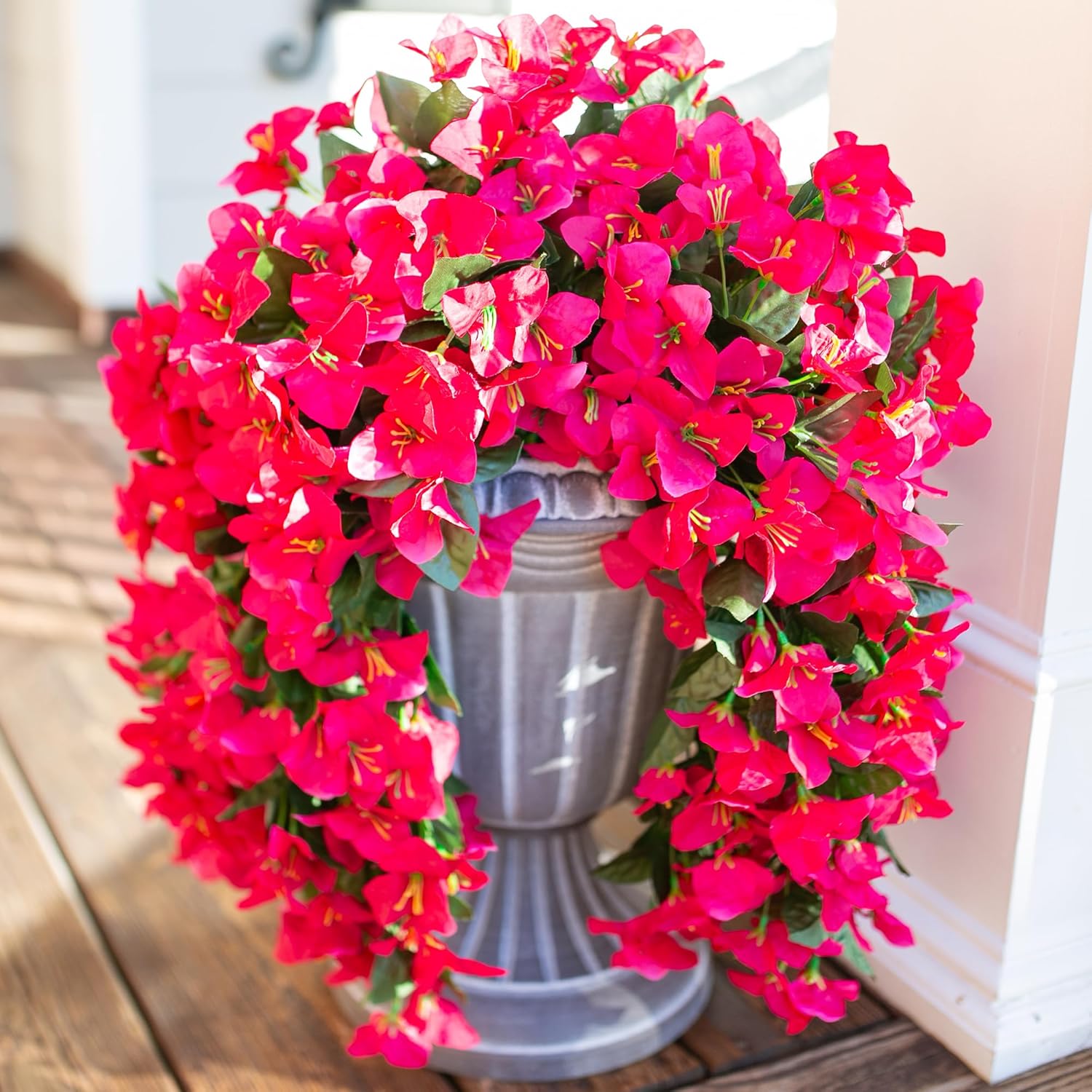 Detalle de Faux Bougainvillea Artificial Flowers (2 Bundles) UV-Resistant Long Trailing Vines for Outdoor Planters