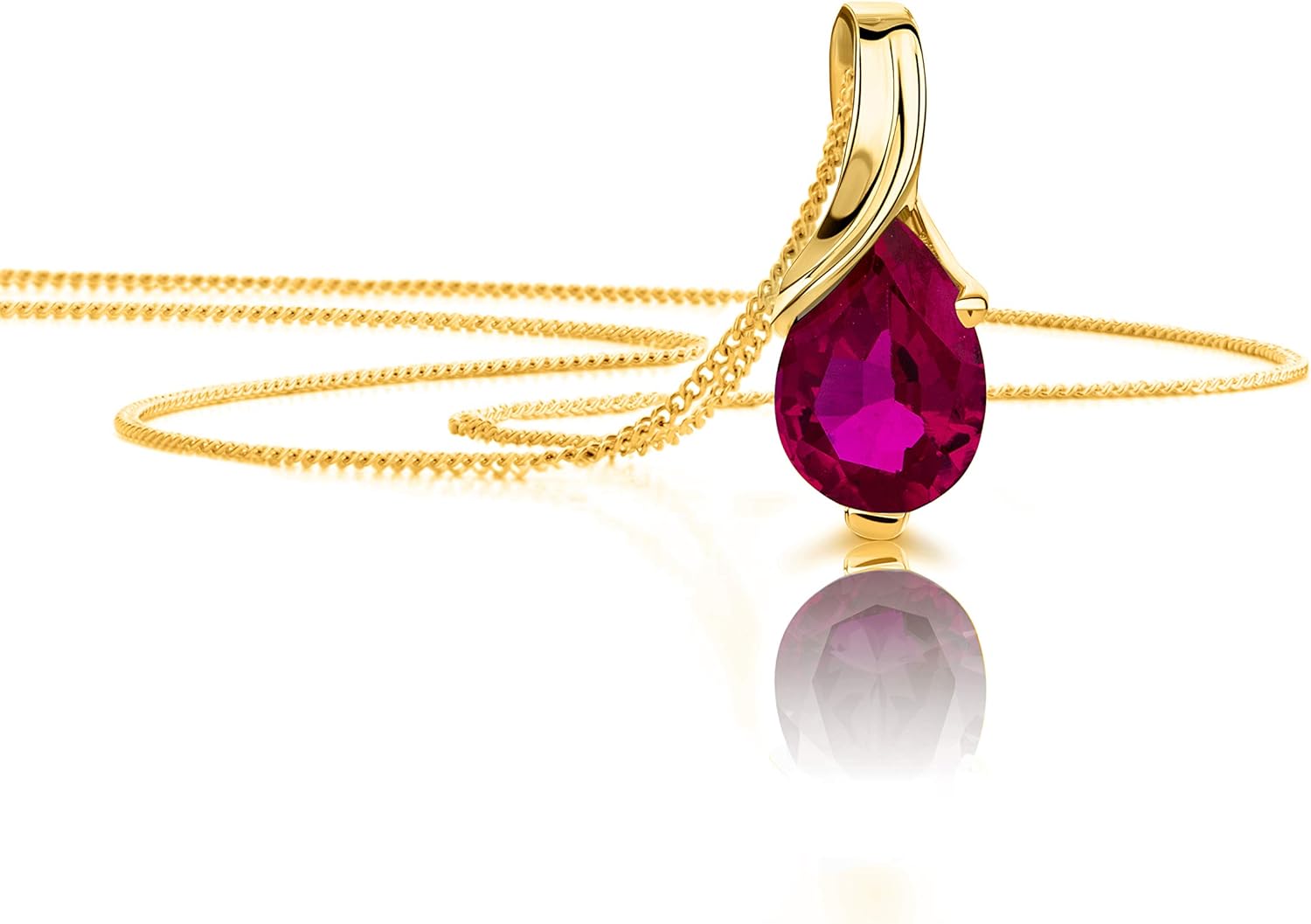 Thumbnail 2 de Orovi Collier femme en or jaune 14 carats (585) avec pendentif goutte et rubis
