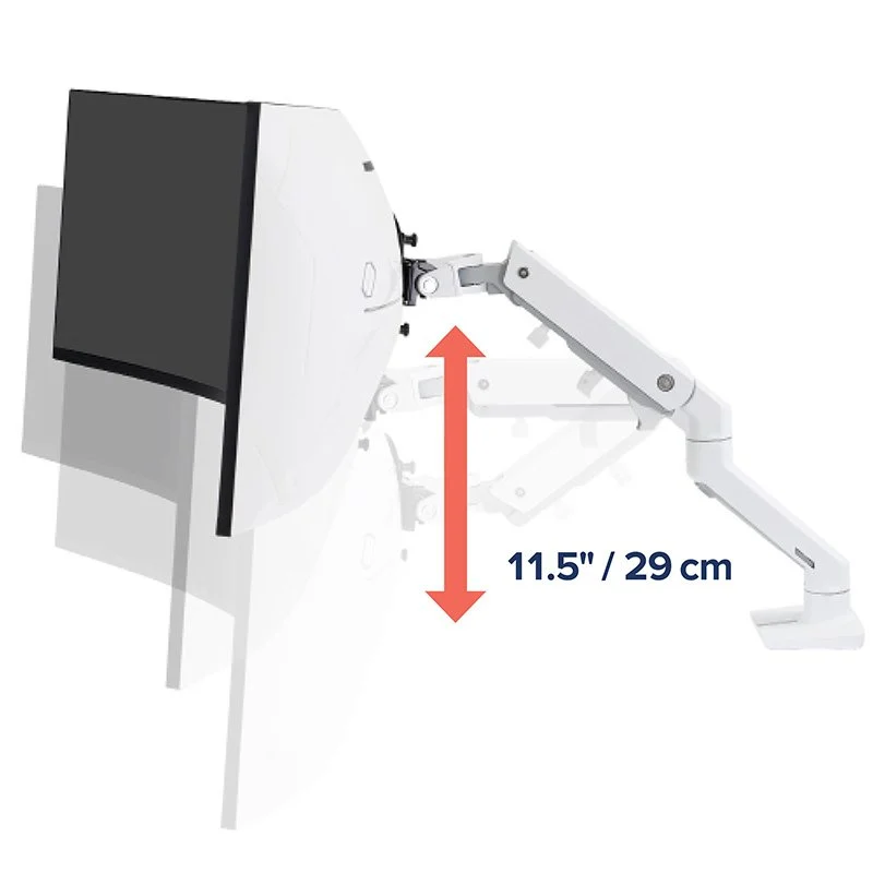 Thumbnail 1 de Ergotron HX Soporte de Escritorio para Monitor hasta 49" – VESA 100x100, 19,1 kg, Pivote HD, Blanco