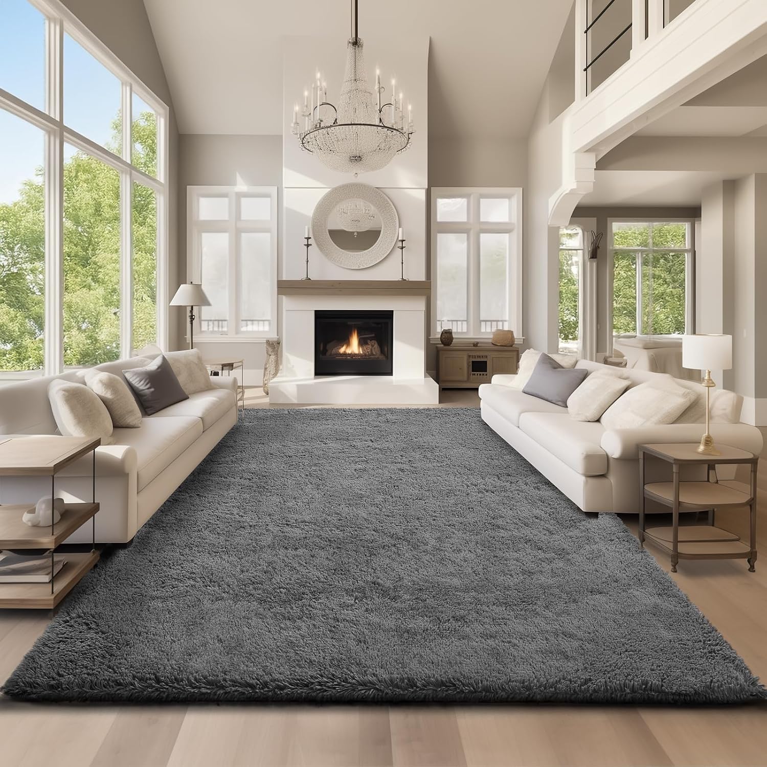 Detalle de Ophanie Area Rug 9x12 Gray Shag ๐