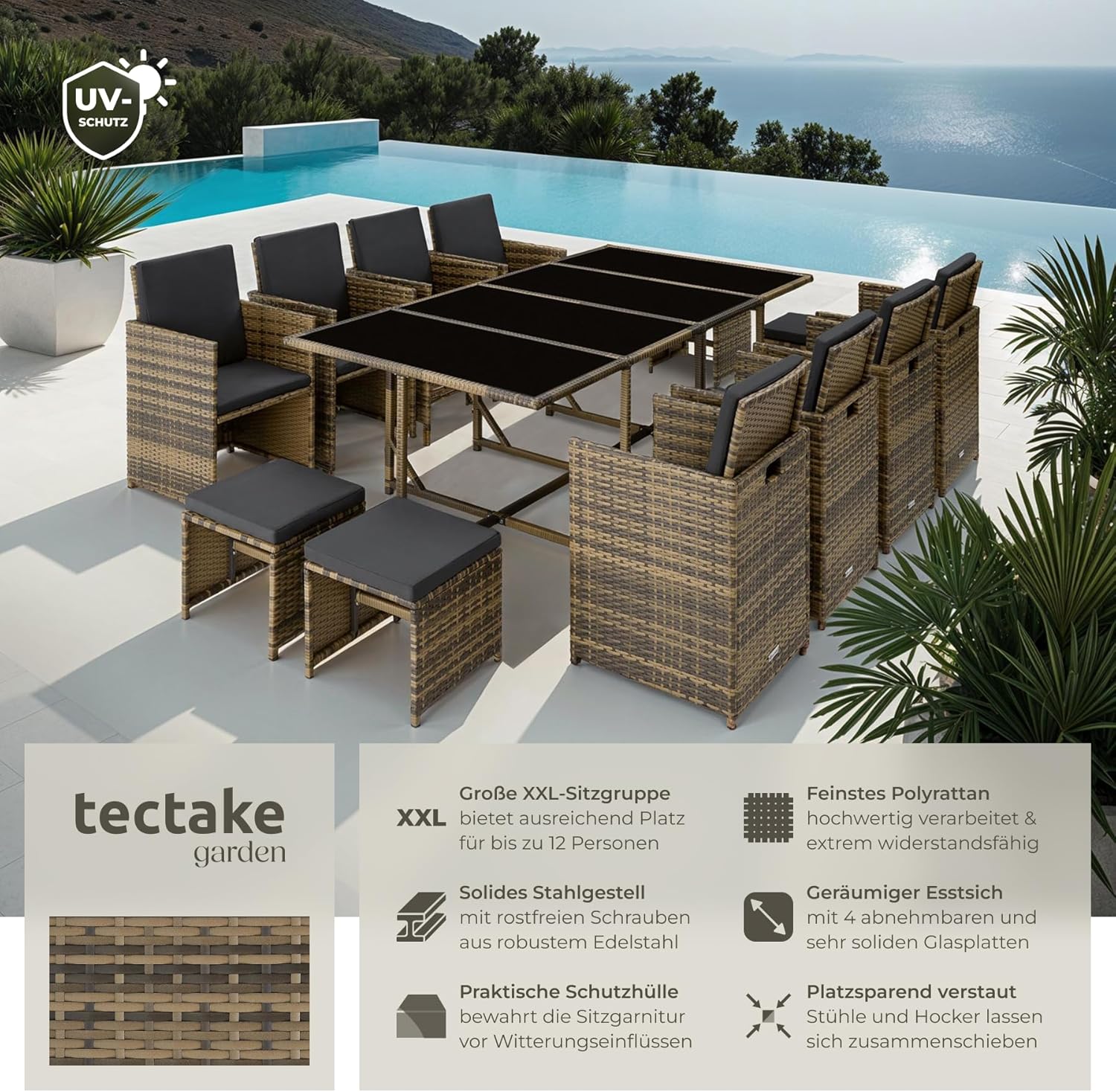 Thumbnail 1 de tectake Gartenlounge Set mit 13 Sitzplätzen
