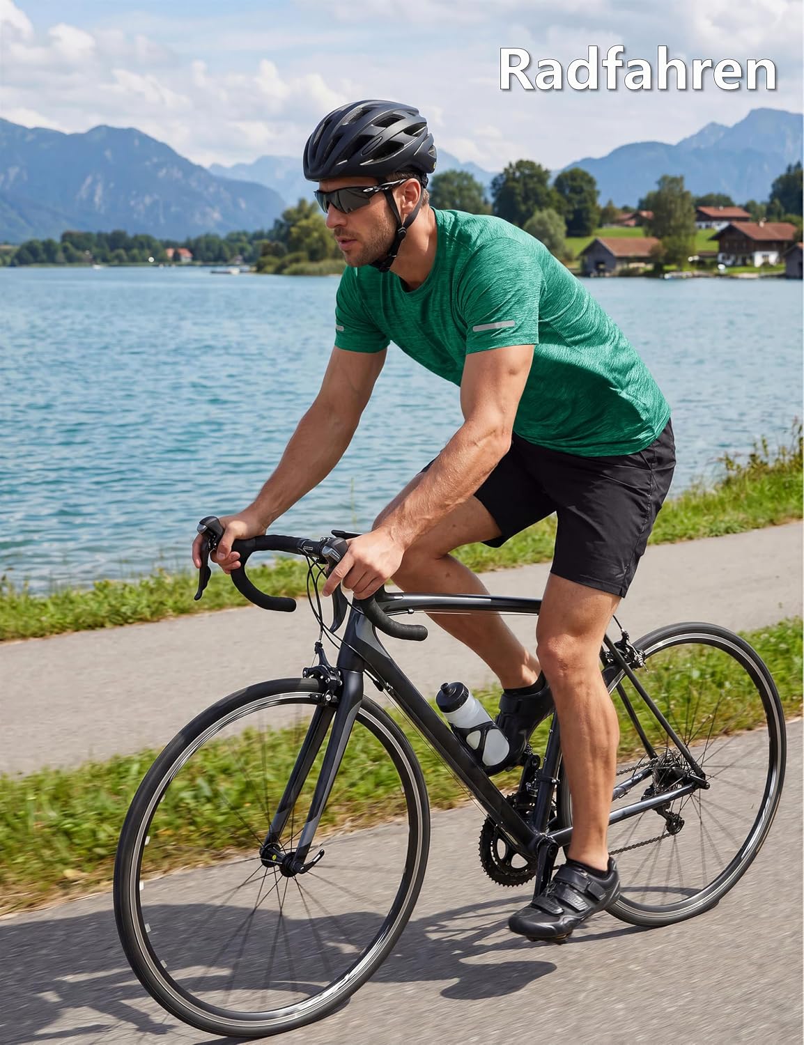 Detalle de KEFITEVD Herren Funktionsshirt mit Rundhals – schnelltrocknend, atmungsaktiv & reflektierende Streifen