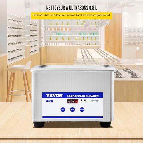 Detalle 2 de VEVOR Nettoyeur à Ultrasons 0,8 L – Nettoyage professionnel sans chauffage pour bijoux, pièces et lunettes